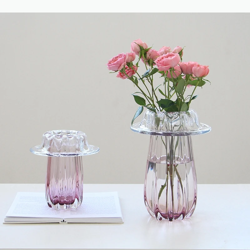 Curled Edges Glass Vase Hydroponics Plant Pots Table Decoration Flowers Arrangement Floral Vases Room Aesthetic Decor