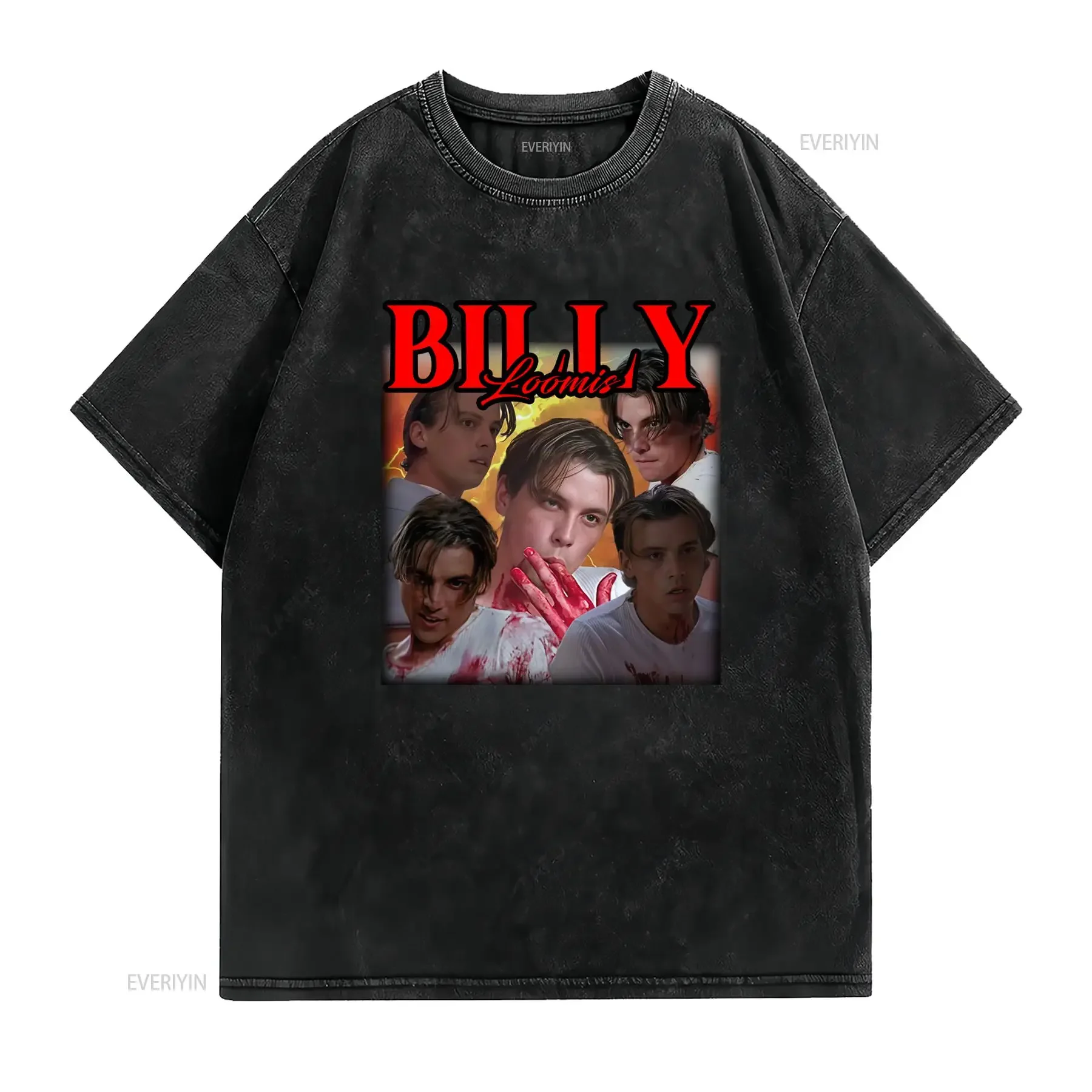 Vintage 90s Billy Loomis Horror Movie Print Streetwear Casual T Shirt vintage Washed Breathable fashion Stretched Soft homme