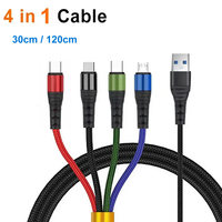 4 in 1 Charging Cable for Multiple Devices Charging Cable 5V 3 in 1 Universal USB Cable with IP/Micro USB/ Type C Port Cord