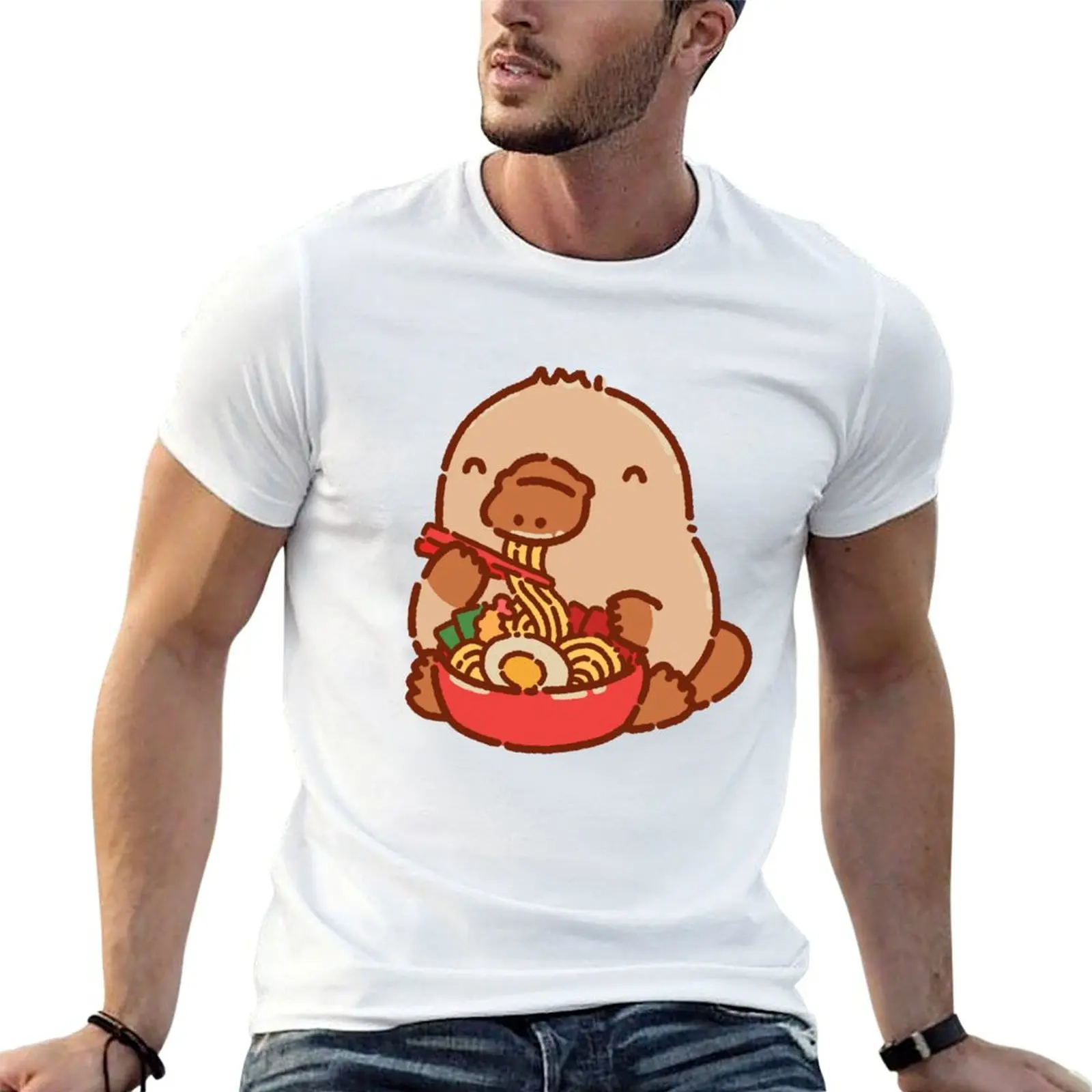 Platypus eating ramen T-Shirt Utility Casual Work T-Shirt