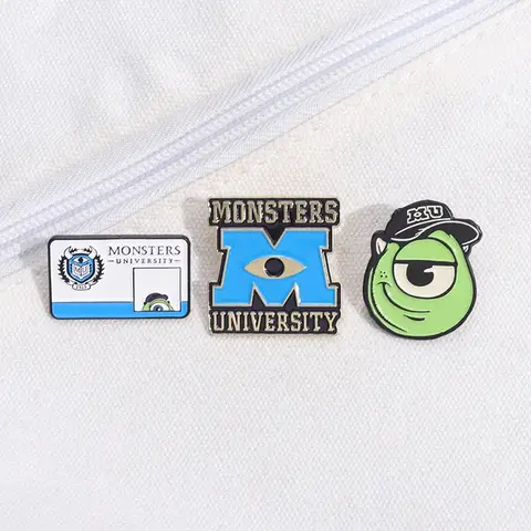 Disney Monsters University Mike Wazowski Enamel Pins Cartoon Cute Brooches Badges Gifts for Friends Fans Backpack Accessories