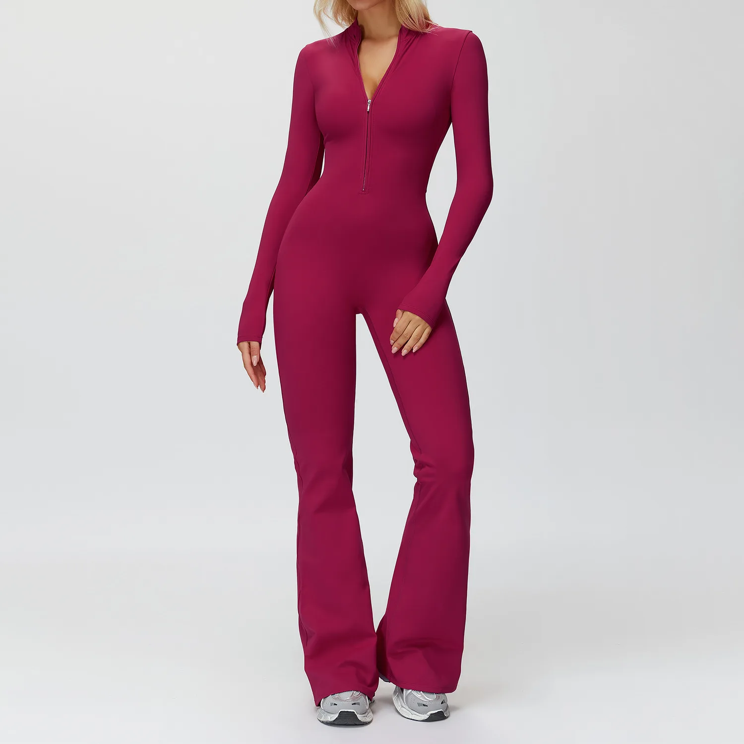 

Zipper Yoga Jumpsuits Autumn/Winter Fleece-lined Full-body Yoga Set Stand-up Women's Collar One-Piece Suit Gym Workout Tracksuit