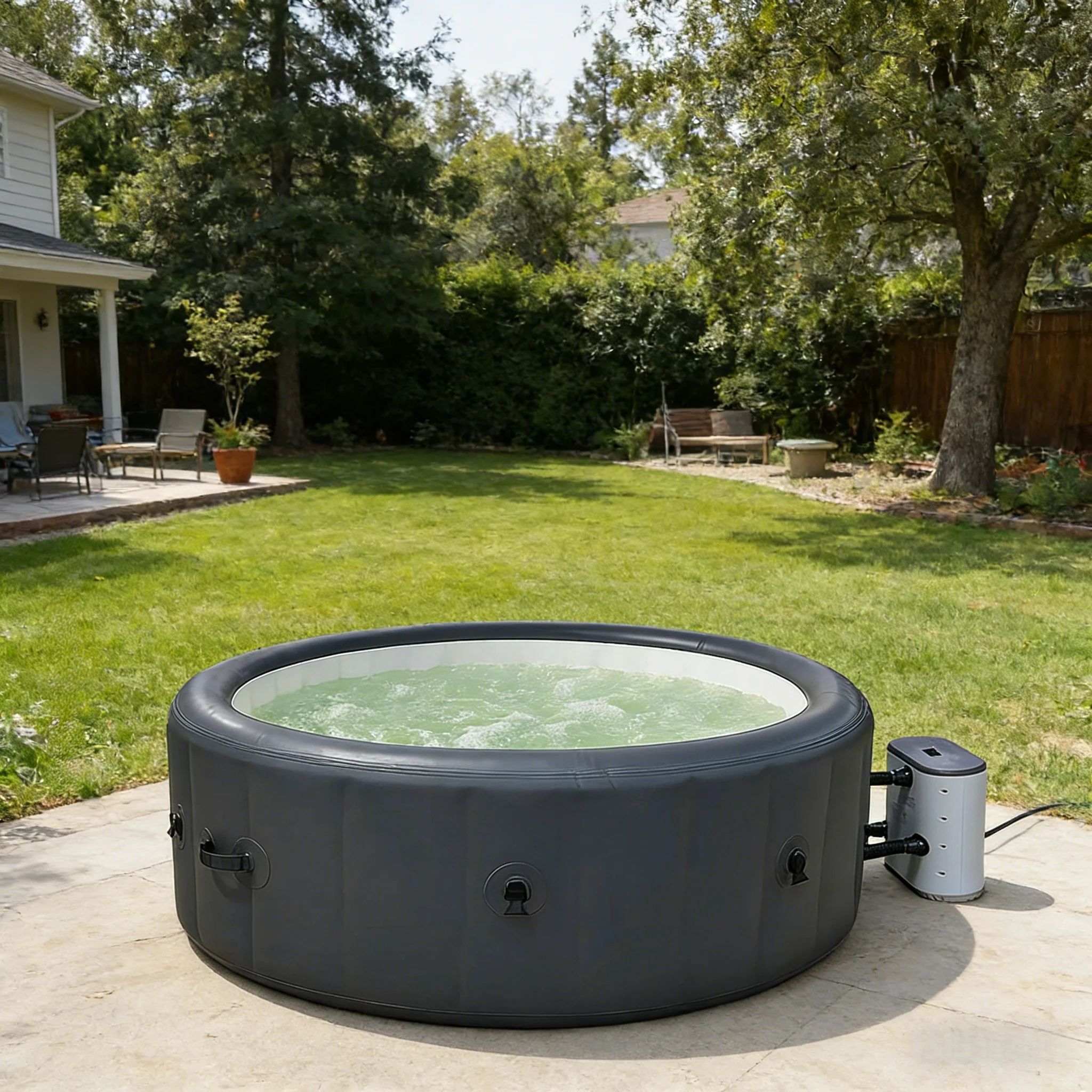 Indoor Outdoor Modern 2 Meters Diameter Freestanding Inflatable PVC Eco-friendly Hot Tub Bubble Massage Portable 4 People 110