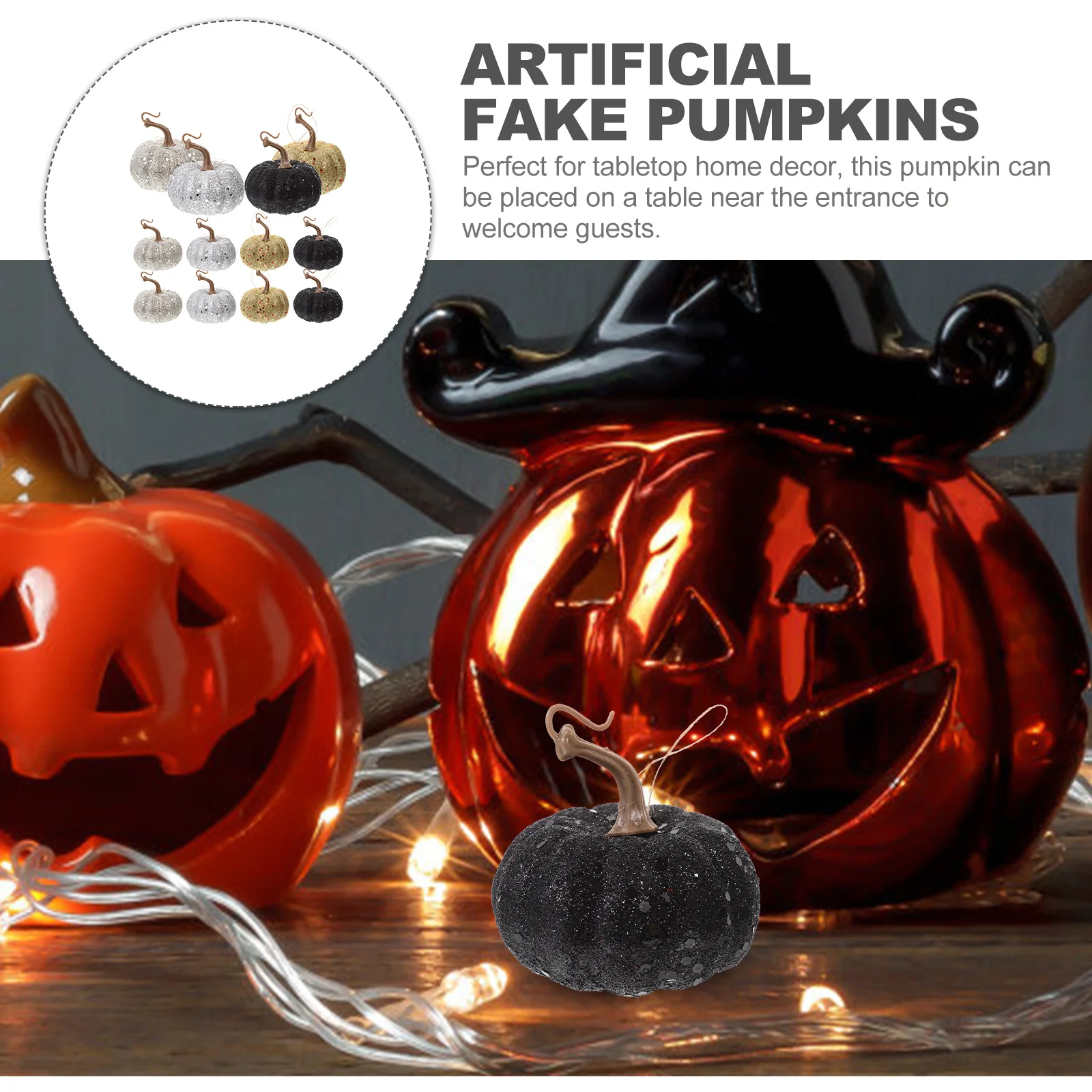 

12Pcs Harvest Shining Pumpkins Realistic Simulation Pumpkin Adornment for Halloween Party Decor Photo Props Fall Seasonal
