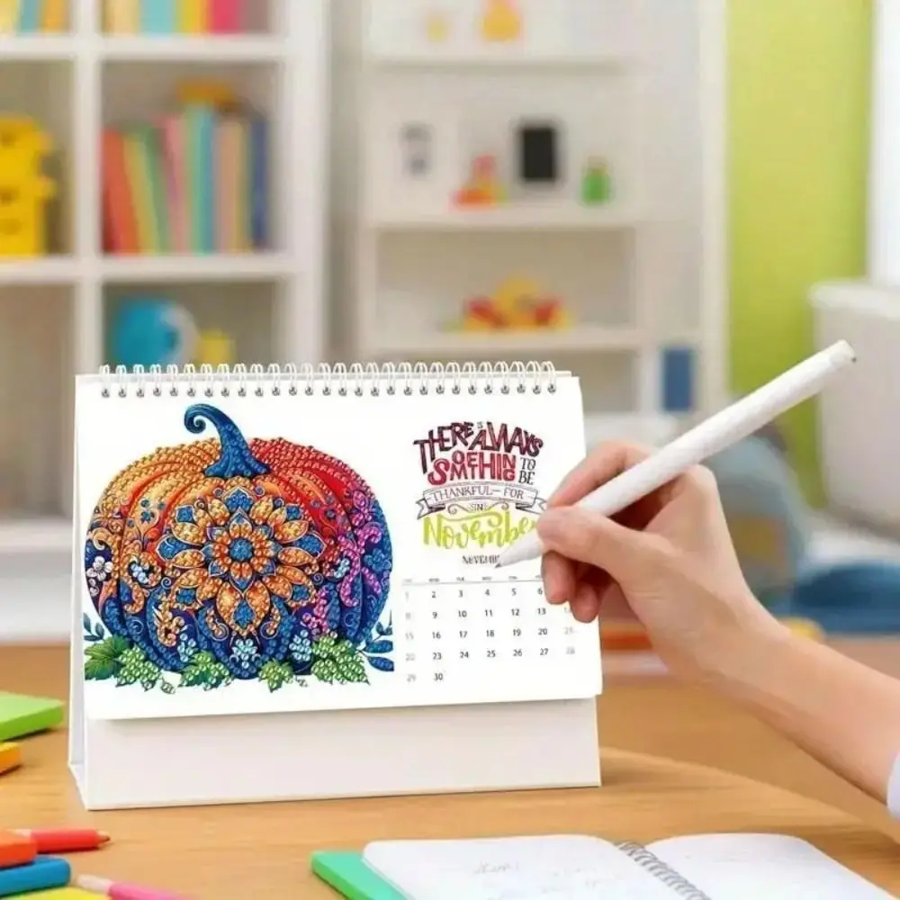 

2026 Diamond Art Calendar Painting Art Kit Thick Paper Desk Calendar Different Patterns Painting Calendar