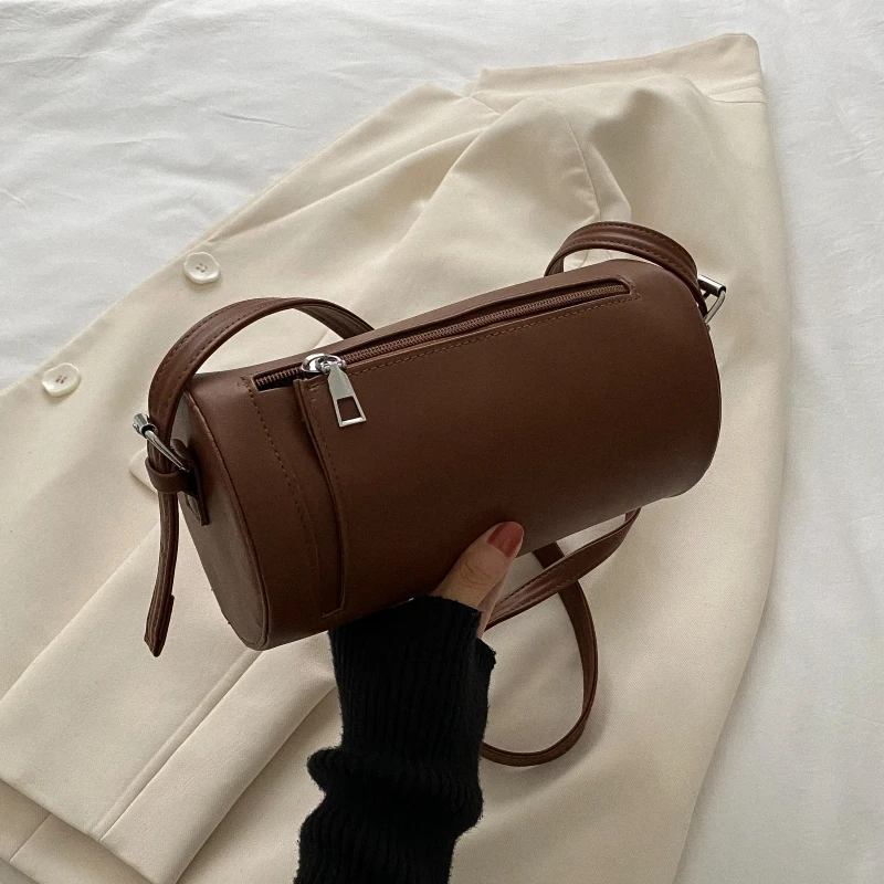 Underarm Bag Women\'s 2023 New Fashion Retro Cylindrical Handbags High Quality Female Texture PU Crossbody Bags Trend