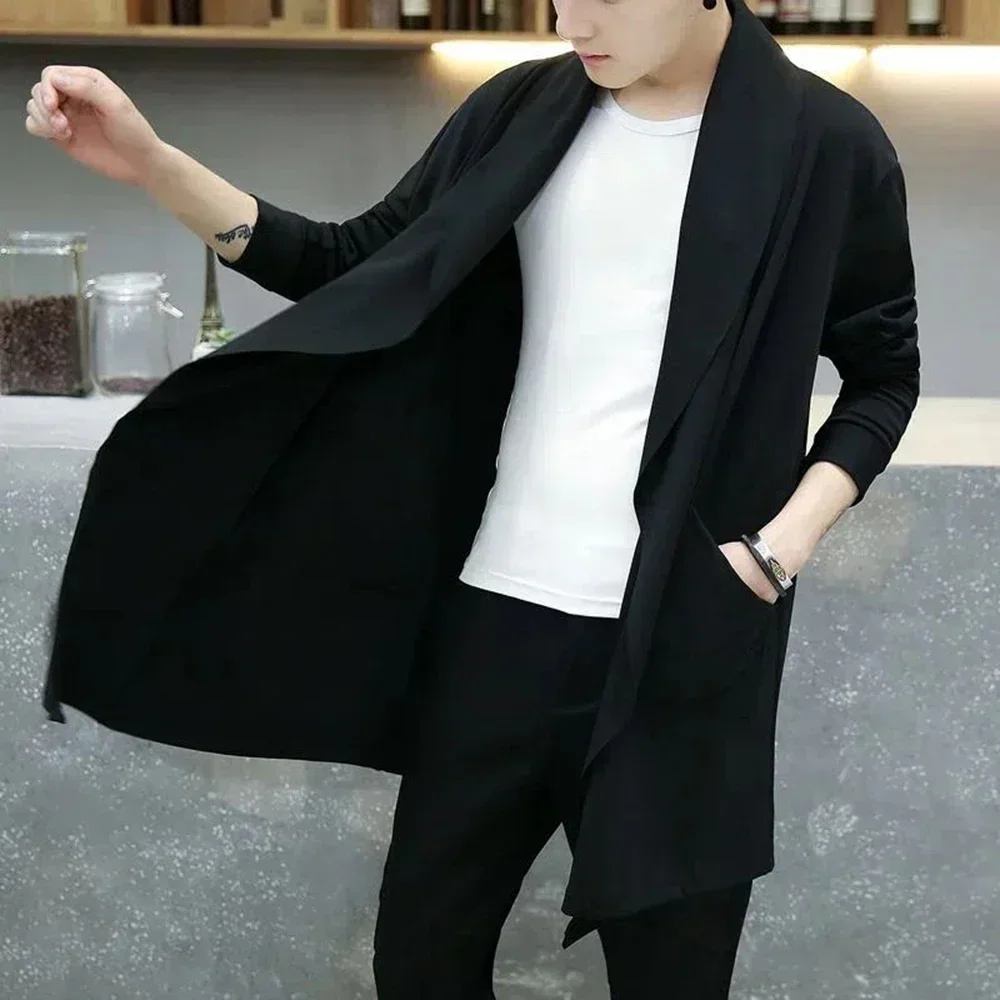 

Hombre Korean Cloak Hooded Long Abrigo Punk Cape Fashion Coat Men Trench Streetwear Style Hip Hop Autumn Casual Cardigan