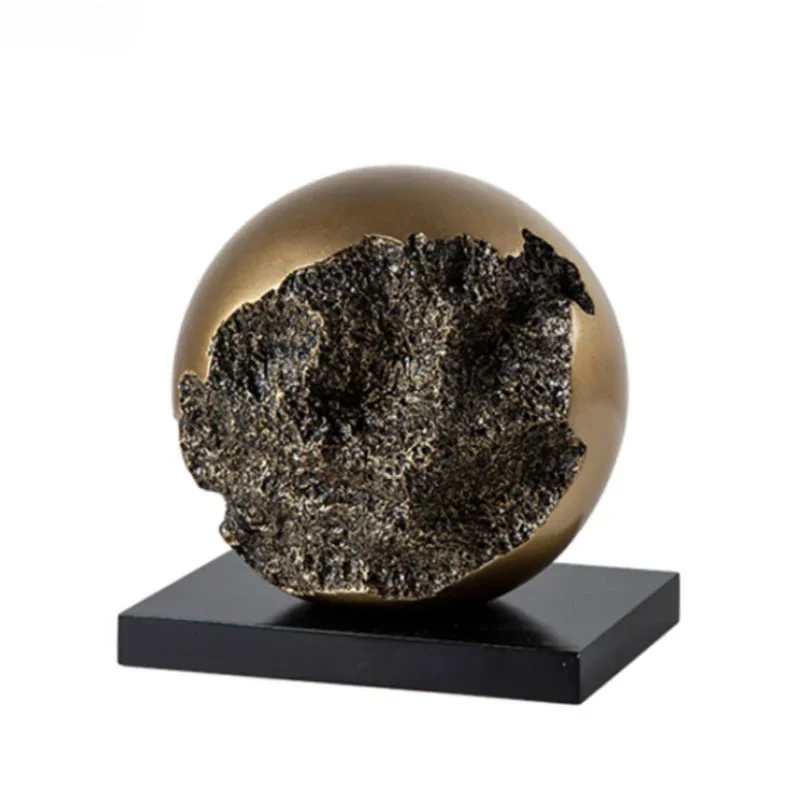 Abstract Artwork Globe Alloy Ornaments Imitation Bronze Spherical Sculpture Desk Decoration Crafts Statue Modern Home Decor