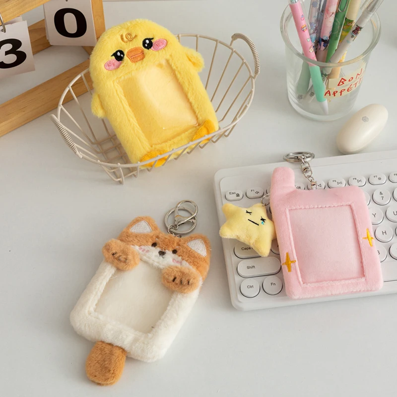 Cartoon Animal Characters Plush Album Card Holder Bus Card Bank ID Card Protective Display Sleeves Backpack Pendant Gifts