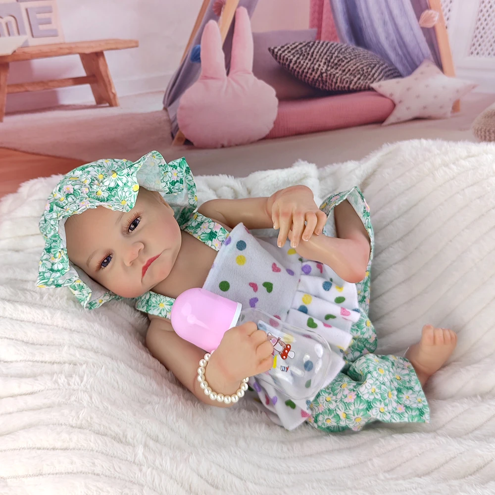 

46 см готовая кукла реборн для новорожденных, полностью виниловая кукла, мягкая, ручная роспись, волосы, 3D тон кожи, видимые вены, игрушка для девочек, подарок для малышей