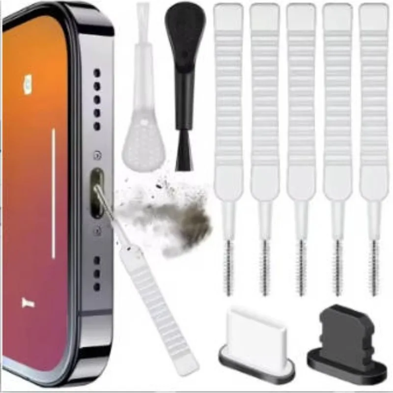 Mobile Phone Speaker Charging Port Cleaning Set Dust Plug for iPhone Earphones Clean Kit Brush