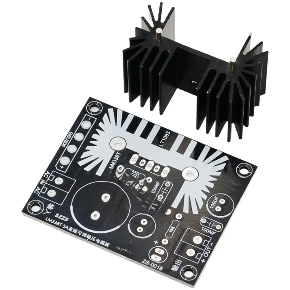 Adjustable Regulated DC Power Board Based on LM317 LM338T LT1083CP With Enhanced Thermal Management via Integrated Heat Sink