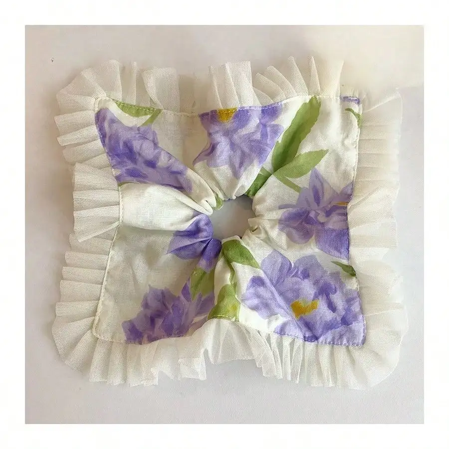 

French Simple Floral Square Scarf, Large Intestine Hair Tie, Women's High-End Lazy Style, Oversized Square Headband, Hair Rope