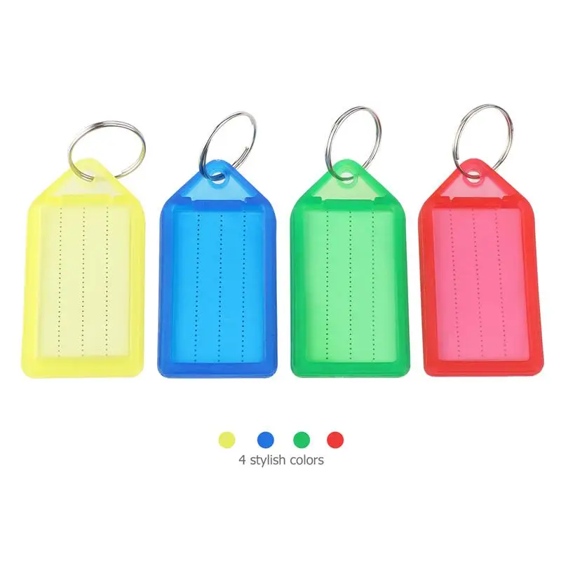 60pcs Multi-Color Plastic Key Fobs Plastic Key Tags Labels With Key Rings Interior Accessories Key Rings (Random Color)