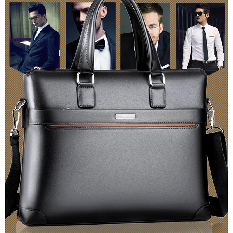 Imagem -04 - Canguru-malas de Couro pu para Homens Malas Laptop Business Tote Bolsa de Ombro Lado Quadrado Documento Crossbody Designer