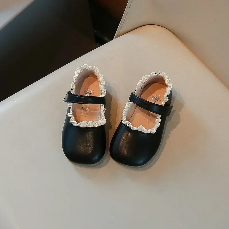 Lolita sepatu datar anak perempuan, sepatu kulit kasual Sol empuk sederhana elegan musim semi musim gugur untuk anak-anak