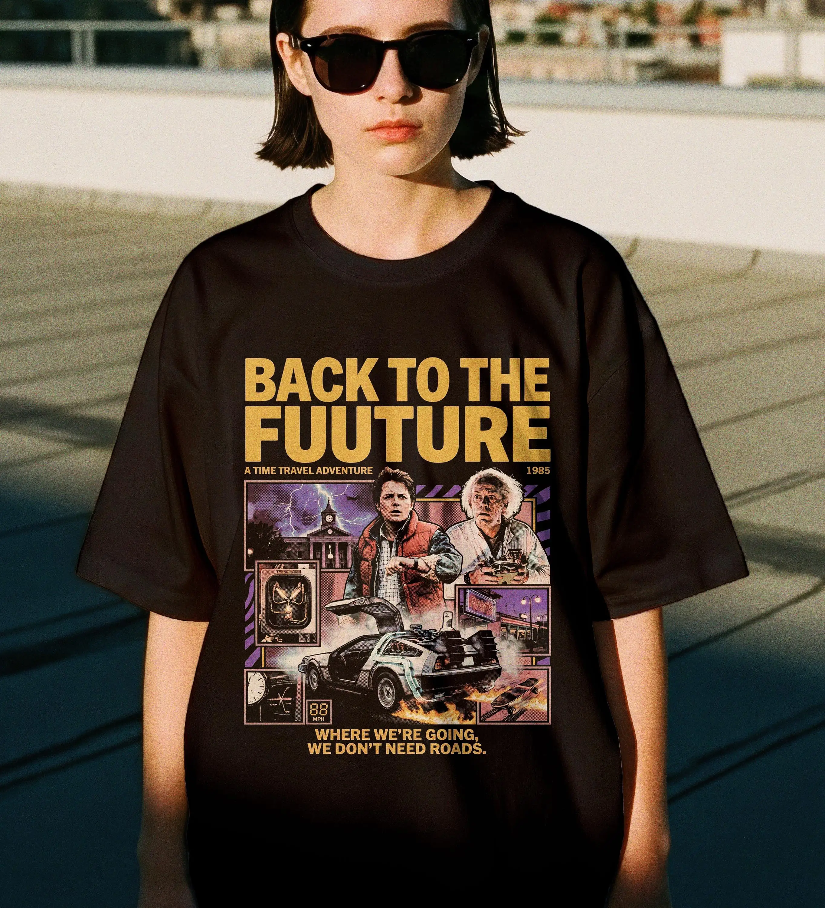 Back to the Future T-Shirt, DeLorean 80s Movie Graphic Tee