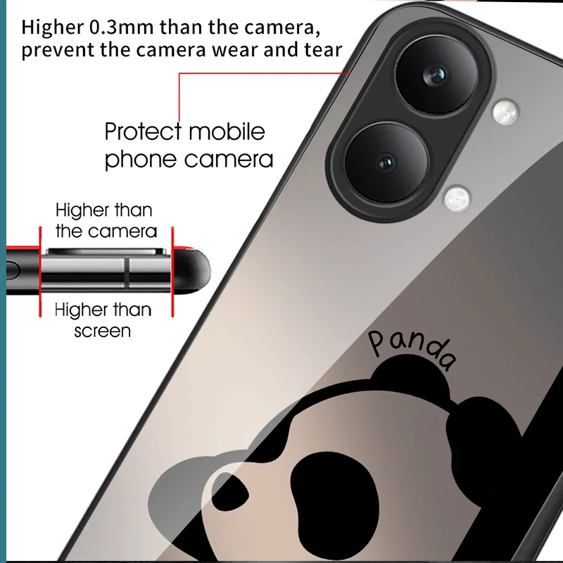 Hard Tempered Glass Case For Xiaomi Poco X8 Max Protective Cover Panda Pattern Back Shell Fundas - view 5