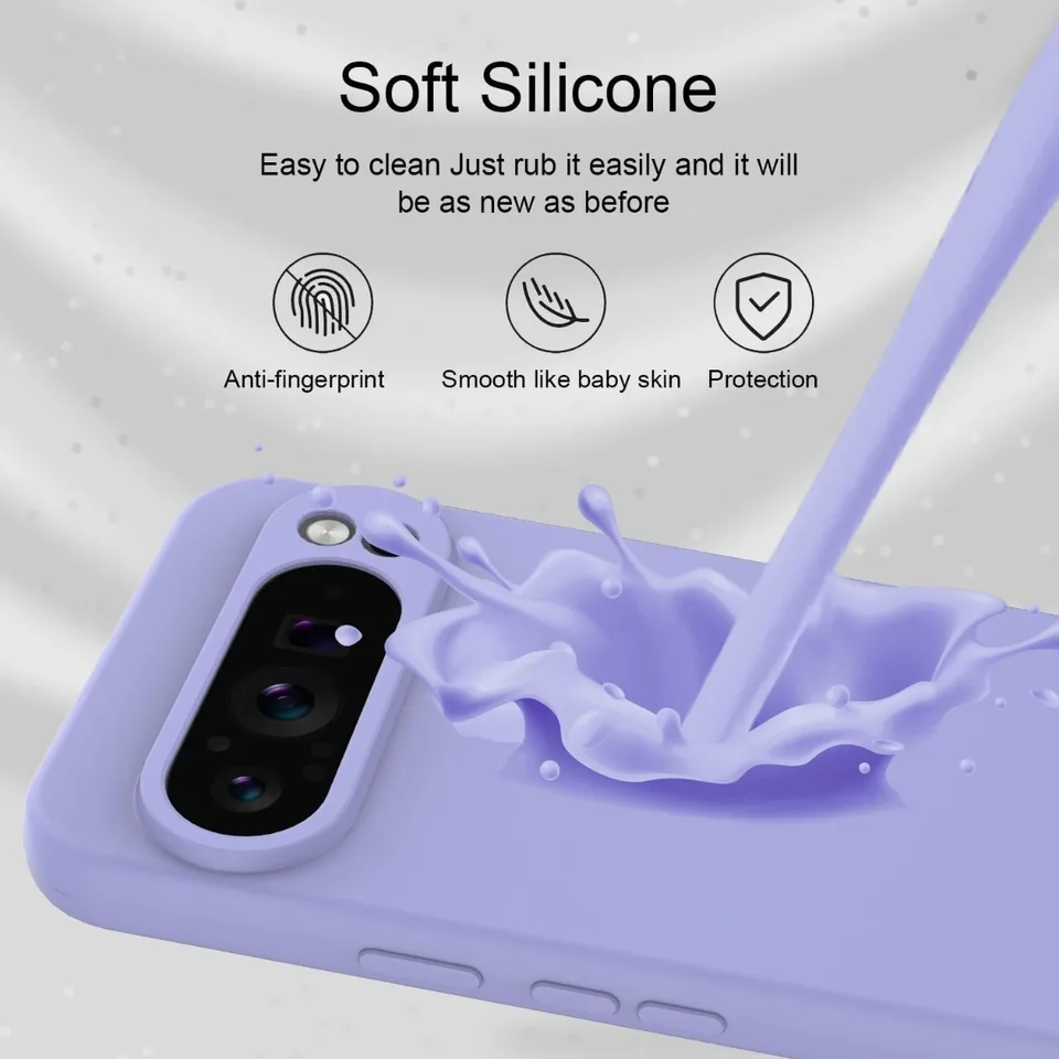Funda original de silicona líquida con tacto piel para Google Pixel 10A 10 9 Pro XL 8 7 6 A, protección con borde anti golpes 4