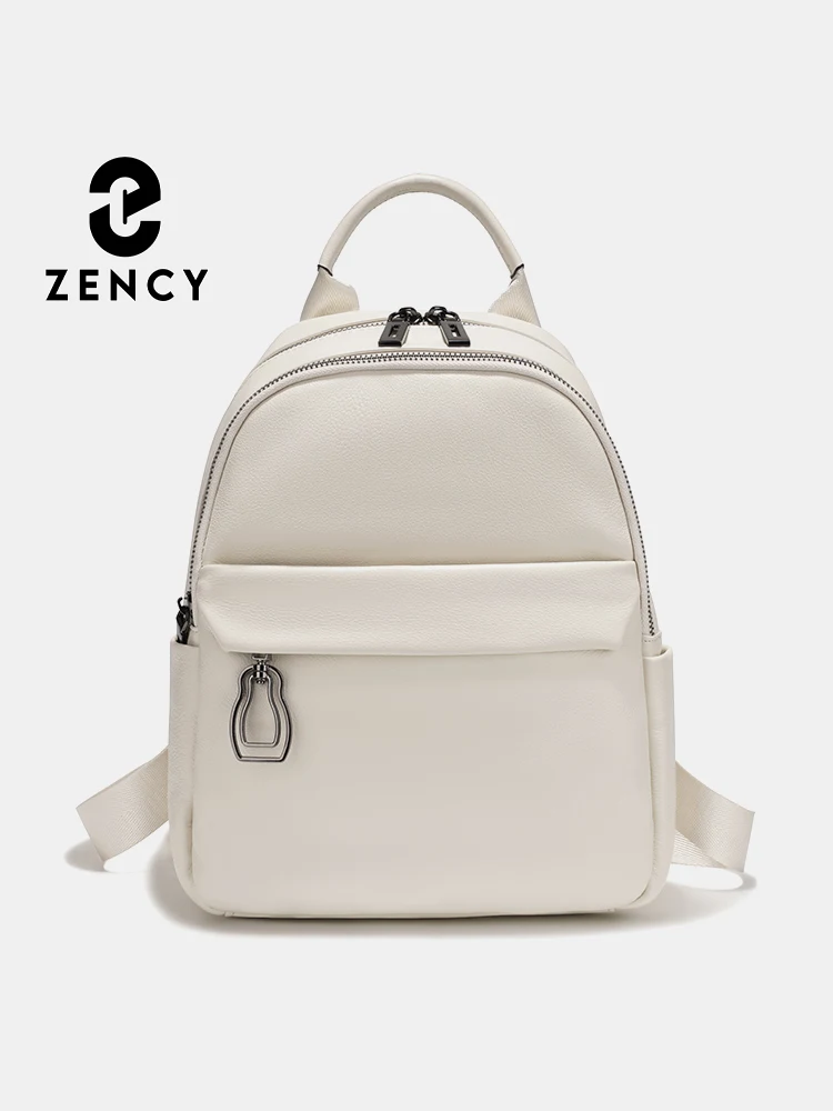 Zency 100% Genuine Leather Backpack For Women's High Quality Commuter Travel School Satchel Female Knapsack Green Rucksack New