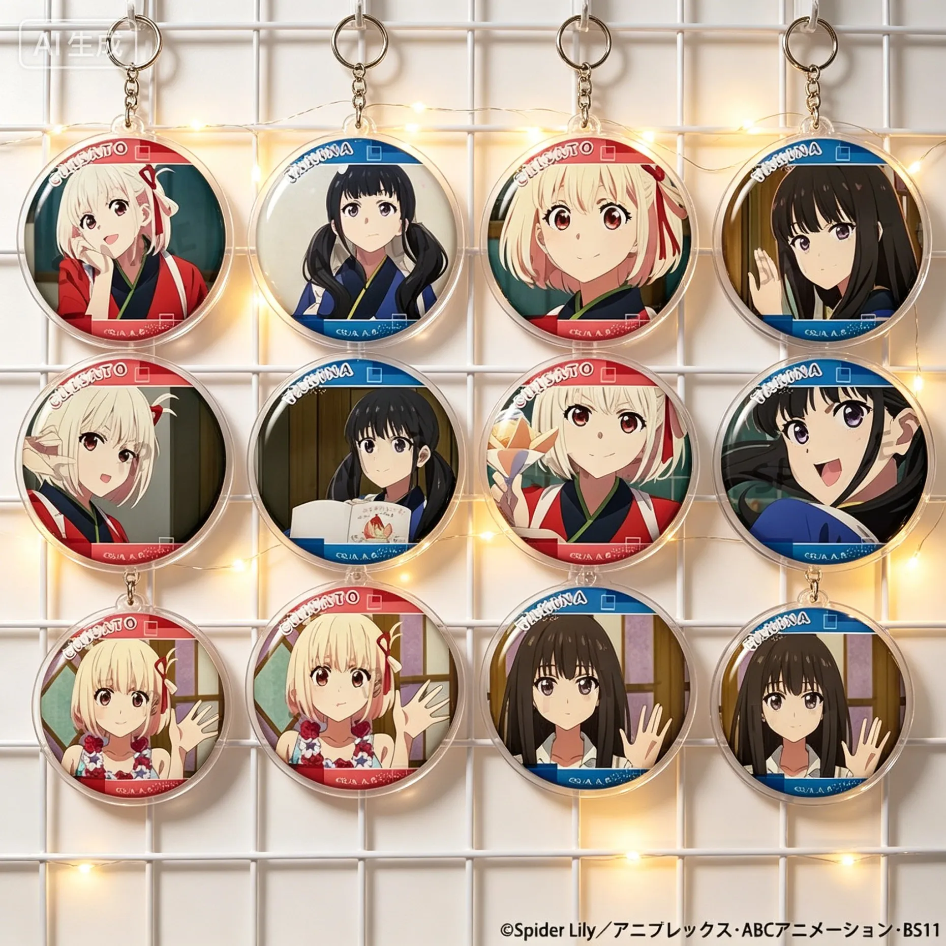 Lycoris Recoil Short Movie ver Chisato Nishikig circle Acrylic Pendant Keychains bag decorations cartoon character Fans Gifts