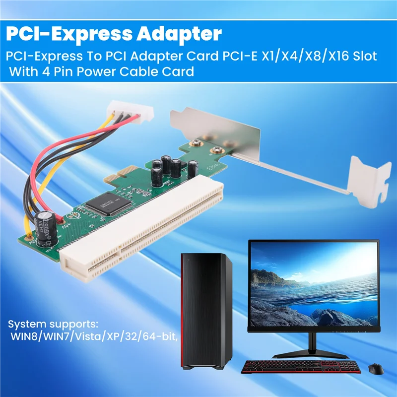 

Чувствительная карта адаптера PCI-Express к PCI Слот PCI-E X1/X4/X8/X16 с 4-контактной платой кабеля питания