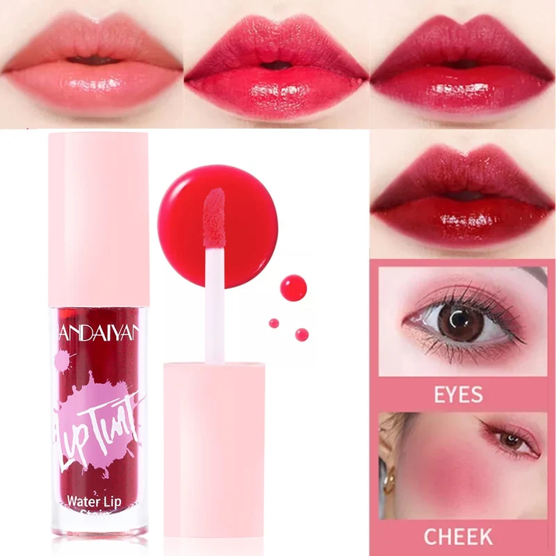 HANDAIYAN 6 Colors Lip Tint Stain Cheek Tint Moisturizing Liquid Lipstick Long-lasting Waterproof High Pigment Lipgloss