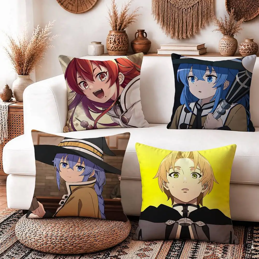 MT Rudy Anime M-Mushoku Tensei-S3 Square Sofa Pillow Cover Solid Color Living Room Home Decor Cushion Case