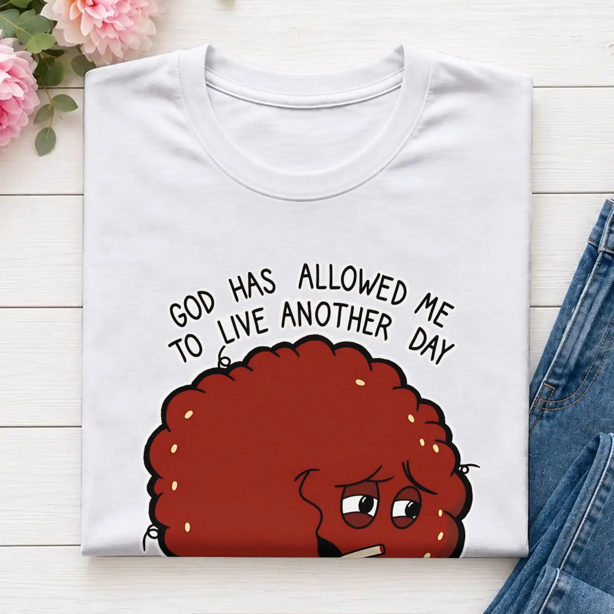 Men's God Had Allowed Me To Live Another Day T Shirt Aqua Teen Hunger Force 100% Cotton Clothes Round Neck Tees Gift T-Shirts