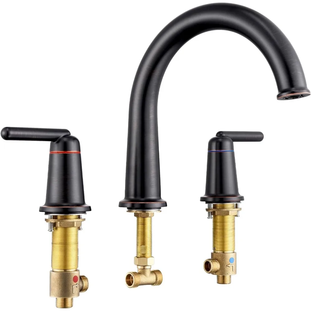 

Widespread Deck Mount Roman Bath Faucet Set with 3 Holes, High Flow Rate, 2 Handle Tub Filler, and Rough-in Valve