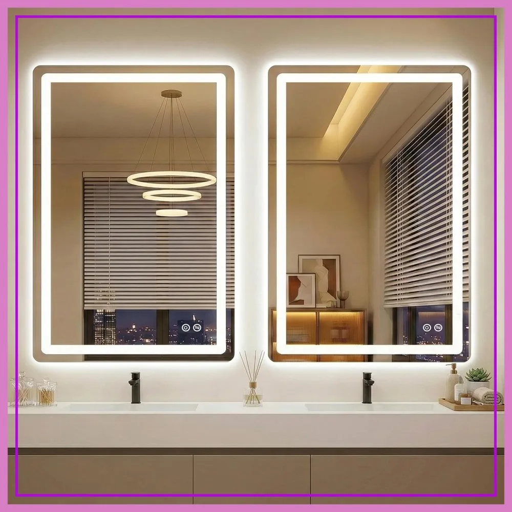 

LED Bathroom Vanity Mirror 36x24 inch, 2 Pack, Anti-Fog, Dimmable 3 Colors, Memory Function, Backlit and Front Lit, Plug-in/Hardwired