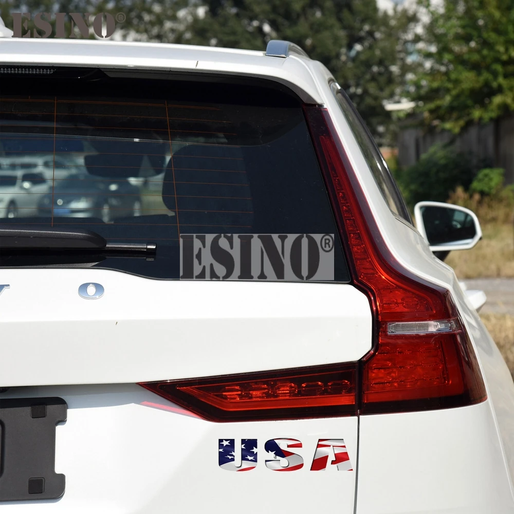 Patriotic American Flag USA Lettering Decal, Waterproof Vinyl Car Sticker Graphic for Auto Bumper, Tailgate, Truck & SUV