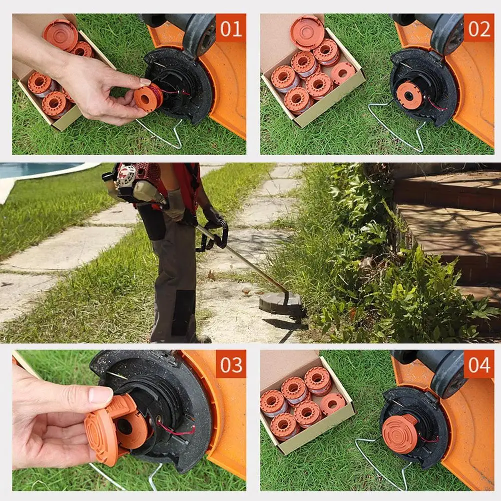 20+2er-Pack Trimmer-Spulenfaden für Worx WA0010 WG163 WG180 WG154 Unkrauttrimmer Spulenabdeckung Ersatzteile 10ft – Detail 6