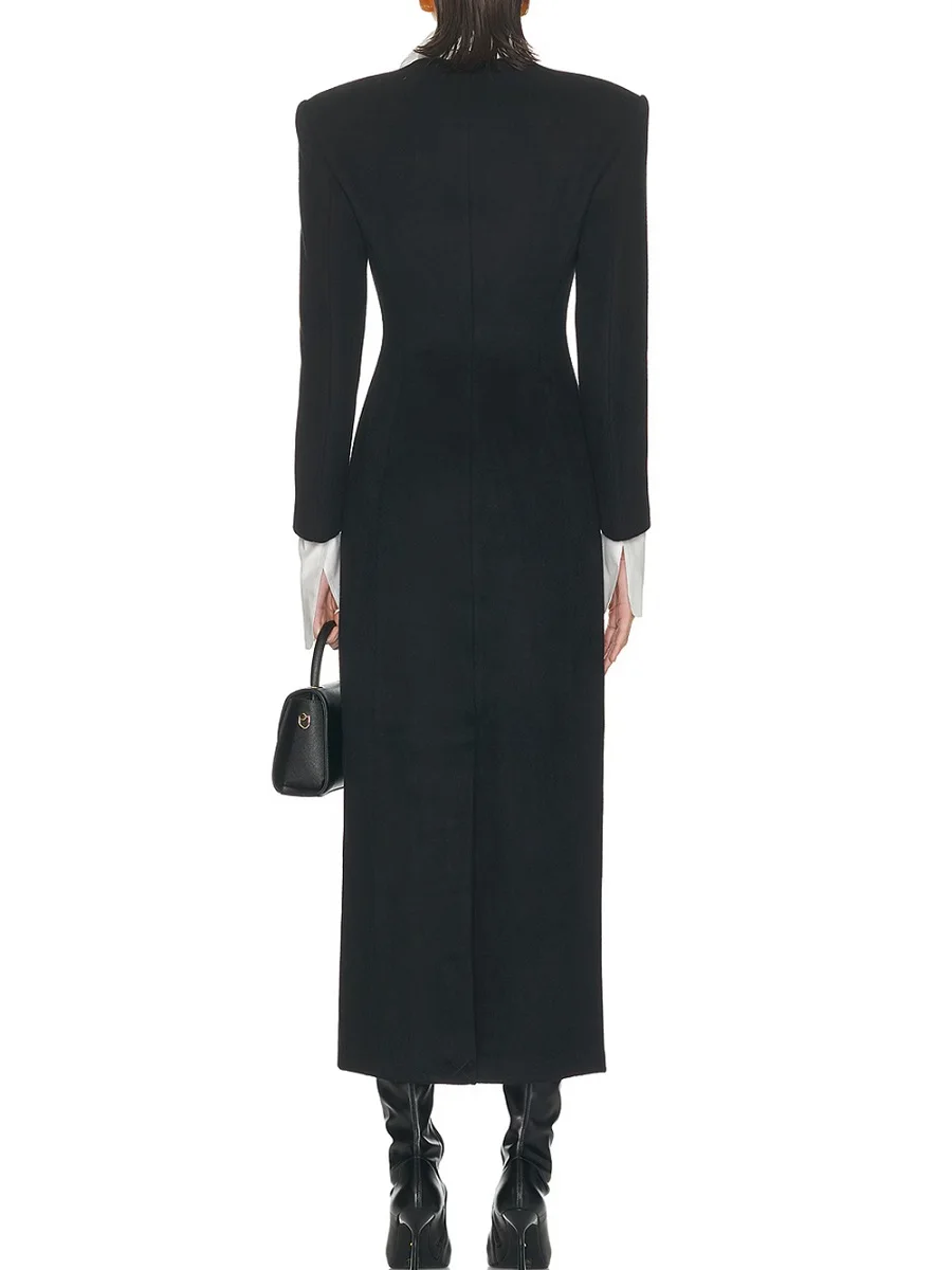 2025年冬 レディース エレガントドレス サテン ダブルブレスト コルセット ロングスカート Y2Kファッション 新作 高品質 パーティードレス ブラ