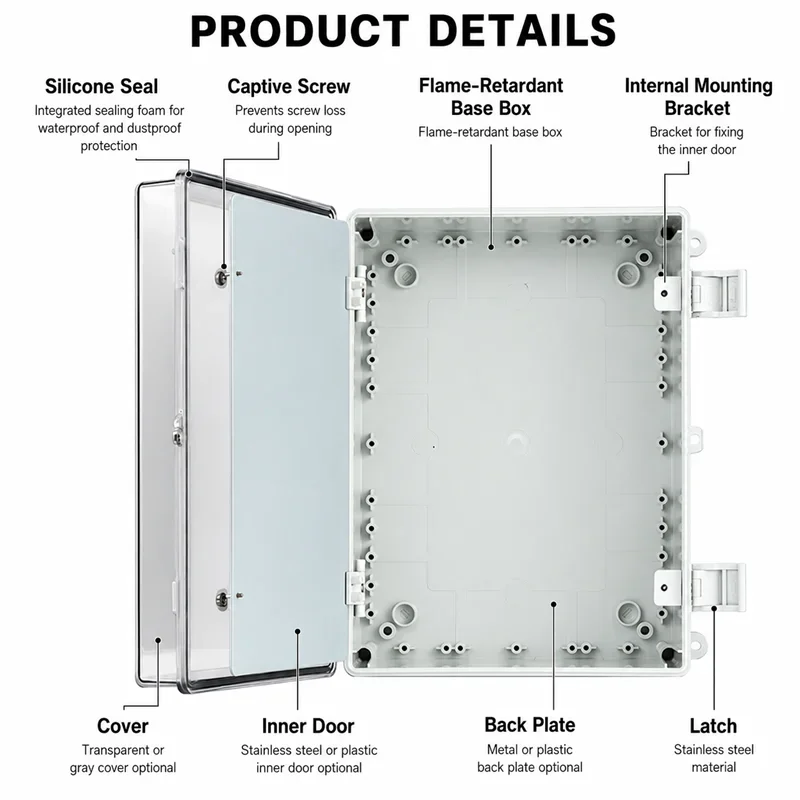 Waterproof Plastic Shell Distribution Box Electrical Engineering Control Box Power Supply Monitoring Junction Box