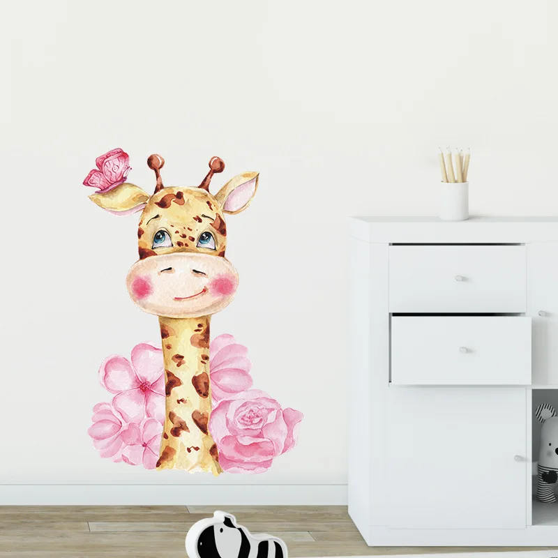 Eco-friendly Giraffe Kids Wall Stickers Cartoon Vinyl Room Decoration Decals for Living room Bedroom Child Nursery Wall Decor