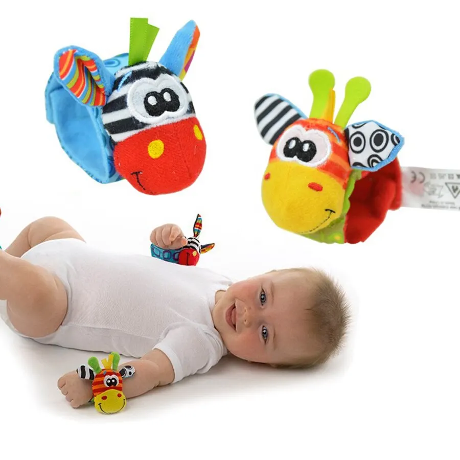 2Pcs Puzzle Wrist Strap Rattle Baby Decorative Visual And Auditory Enlightenment Wristband