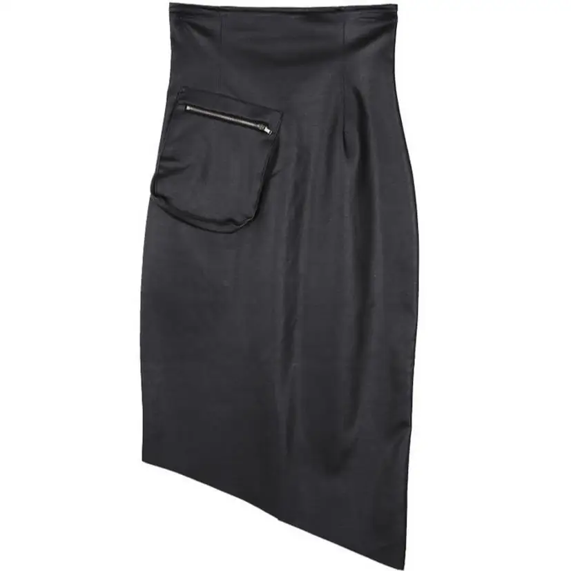 nieuwe PU hoge taille rok split onregelmatige lange damesrok faldas largas para mujer curvy