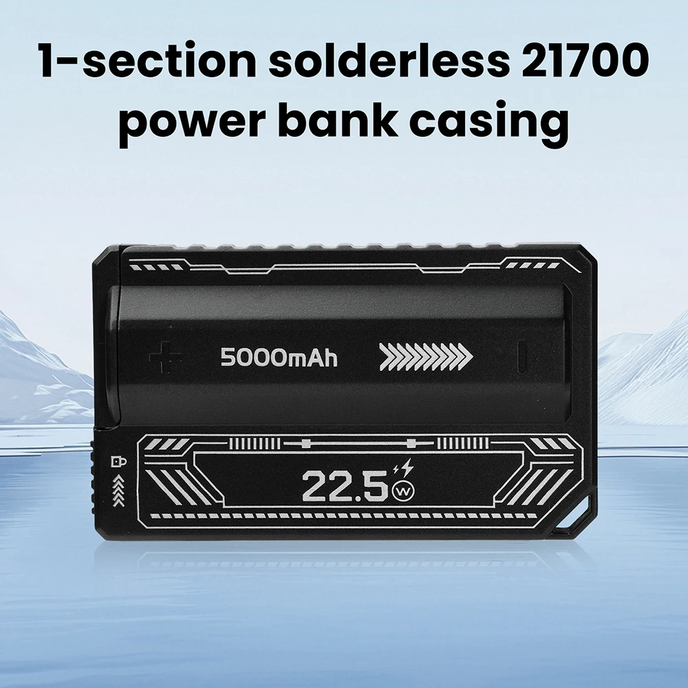 21700 علبة باور بانك صغيرة محمولة خالية من اللحام لتقوم بها بنفسك PD 20 واط شحن سريع كابل مزدوج قابل للفصل حافظة بطارية من النوع C