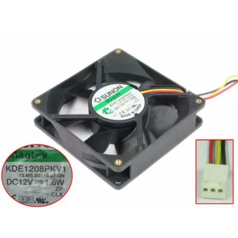 SUNON KDE1208PKV1 13.MS.B2513.AF.GN Server Cooling Fan DC 12V 1.6W 80x80x20mm 3-Wire