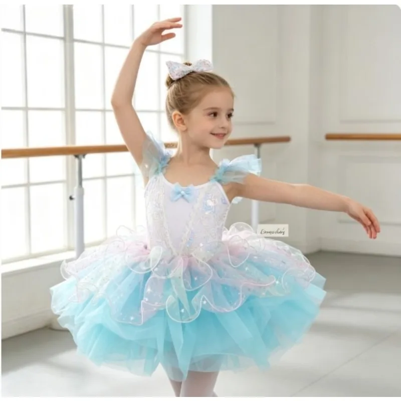 Girls Sequins Tulle Tutu Dress Kids Fluffy Puffy Skirt Ballet Dance Costume Cute Princess Outfit Stage Party Performance Wear - view 2