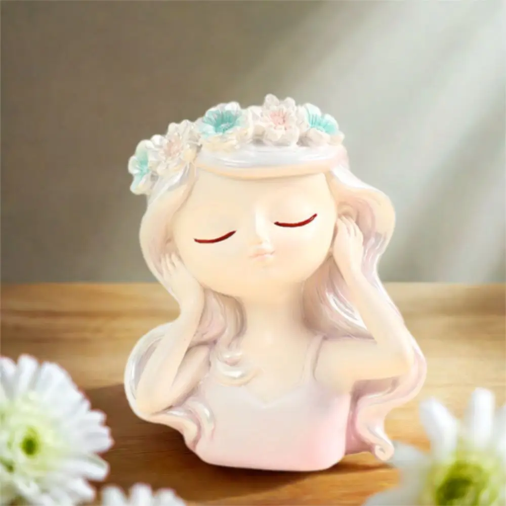 Fairy Succulent Plant Pot Indoor Cactus Pot Unique Cute Girl Flower Vases Decor  Waterproof Resin Fairy Head Plant Flower Pot 화분