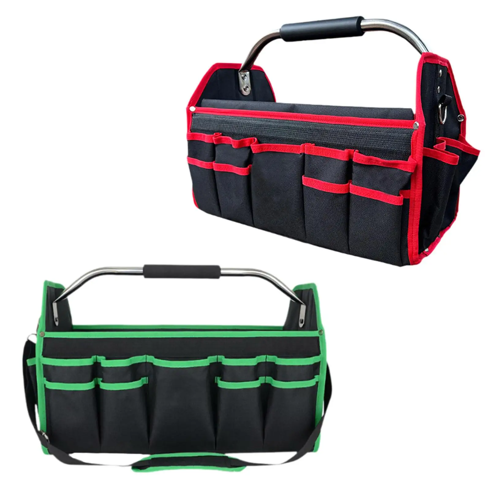 40cm-portable-foldable-tool-bag-organizer-multipurpose-open-top-with-multi-pockets-metal-carry-handle-for-gardeners-lightweight