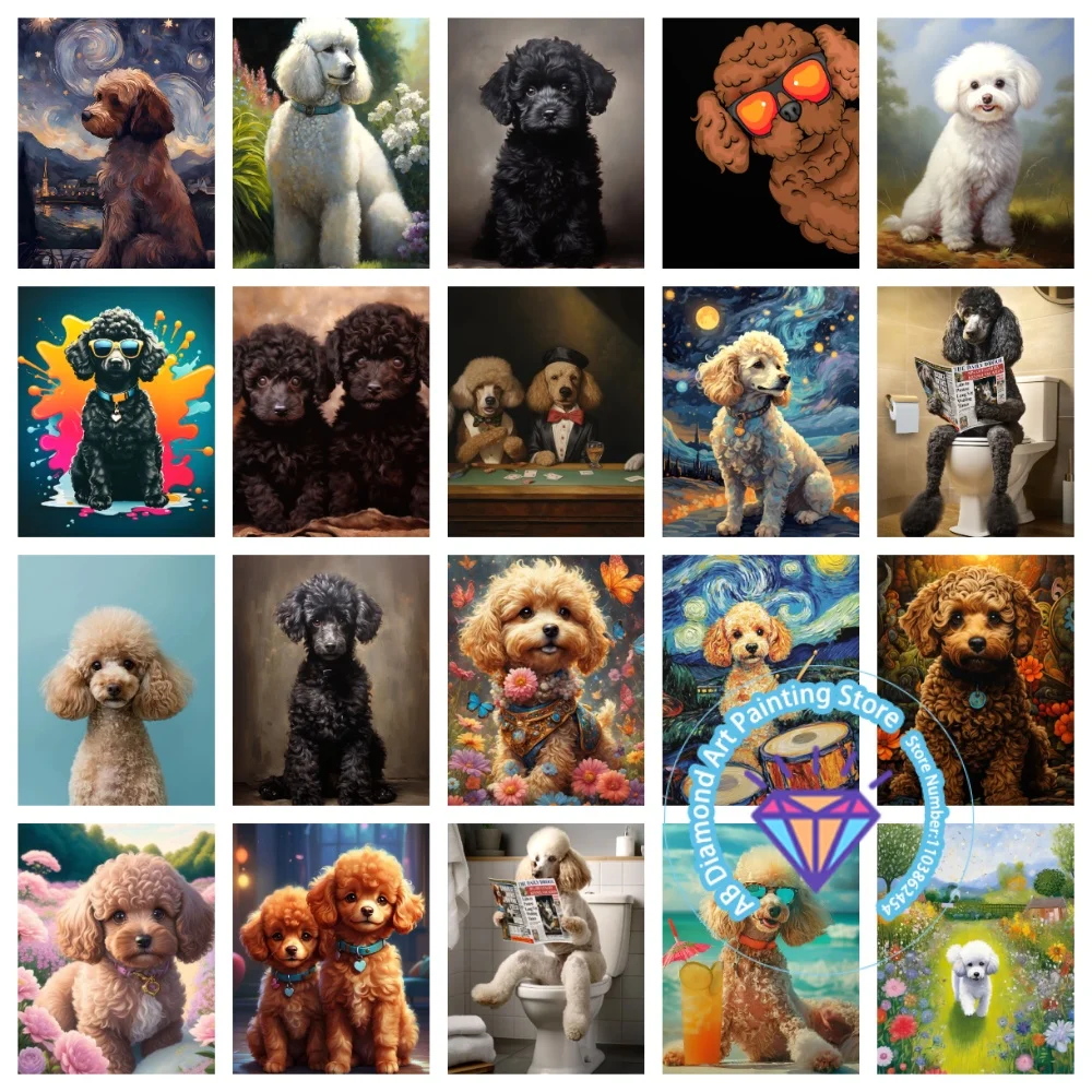 Poodle Pet Portrait AB Diamond Painting Kit Square Round Diamond 5D DIY Mosaic Handmade Art Adult Unique Gift Crafts Home Decor