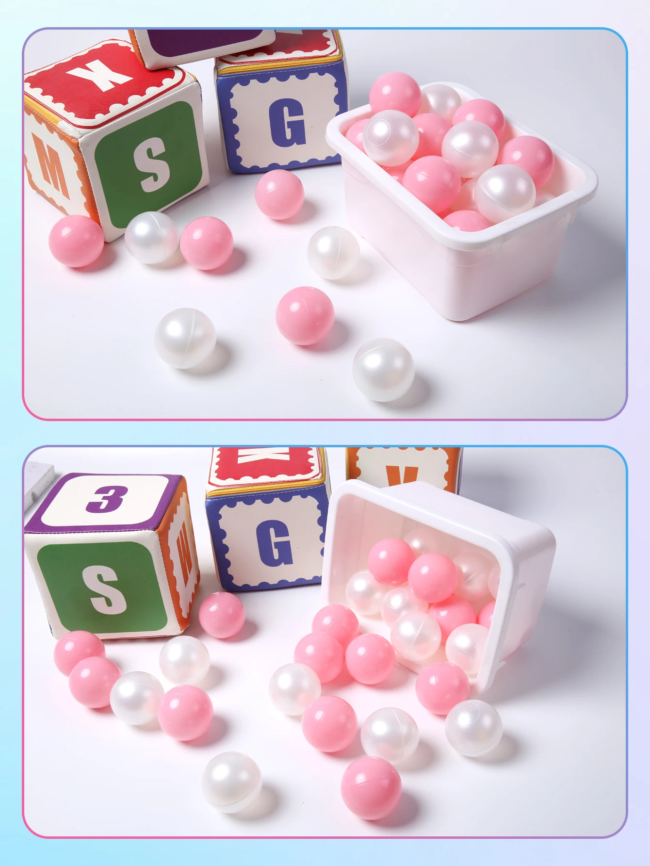 Bez BPA, nietoksyczne, zagęszczone, miękkie, 2,16 cala, 100 sztuk plastikowych kulek do gry w piłkę, wielokolorowe dopasowanie z torbą, zabawkowe piłki dla dzieci