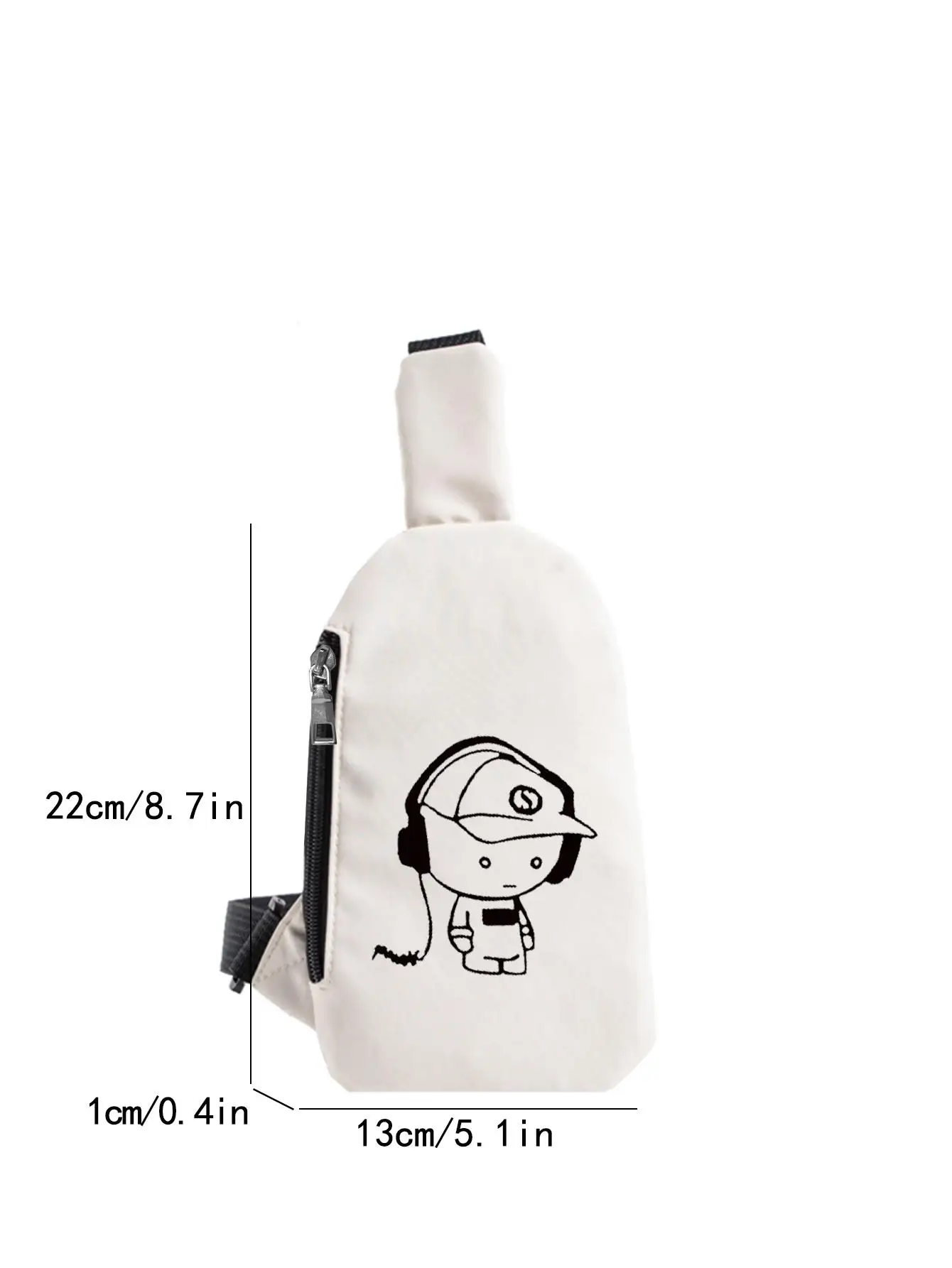 Fashionable and Cute Cartoon Music Boy Printed Polyester Chest Bag Large Capacity Diagonal Cross Package Suitable for Daily Use