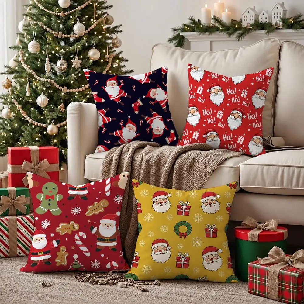 Cute Santa Claus Cushion Cover Soft Christmas Pillow Cover | Festive Cushion Decor for Cozy Sofa Bedroom Home