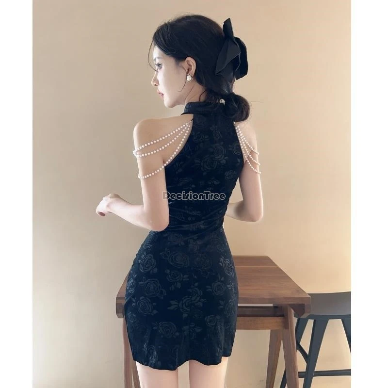 2025 women\'s improved chinese sleeveless slimming cheongsam new sexy female hollow out design retro fashion party qipao dress