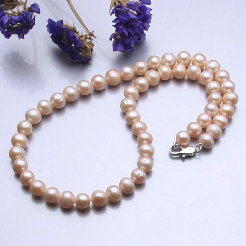 Natural 8-9mm Genuine White Pink Black Freshwater Cultured Pearl Necklace 18