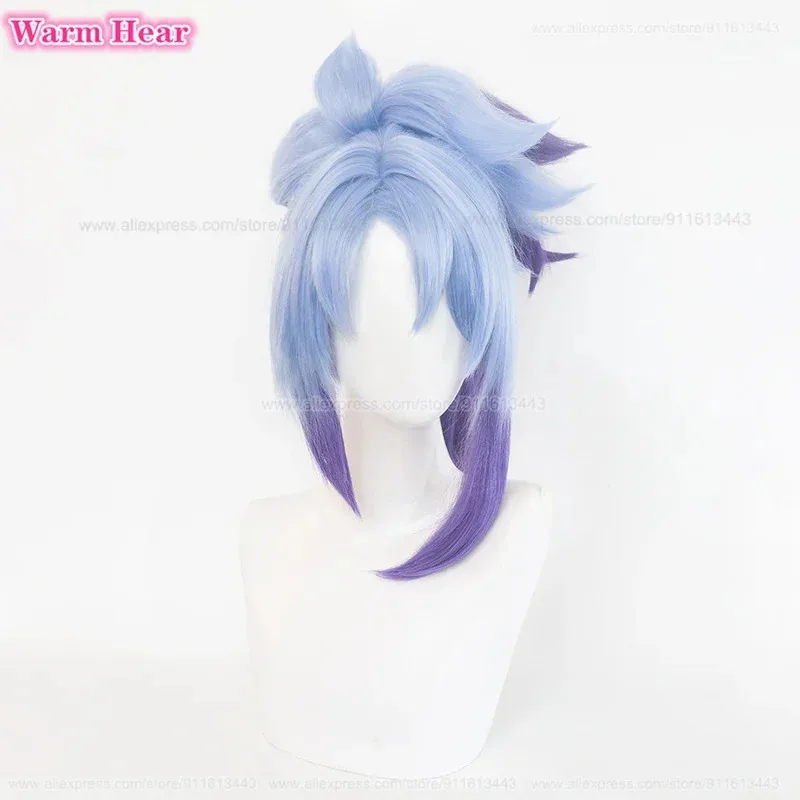 

New45cm Akali cosplay wig star guardian Akali wigs Blue Purple Gradient with ponytail clip heat resistant synthetic hair wig cap